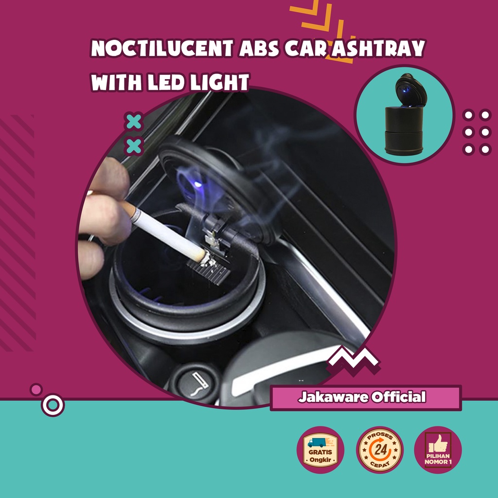 ABS CAR ASHTRAY LED LIGHT MODEL A ASBAK MOBIL MINI TEMPAT ROKOK LAMPU UNIVERSAL PORTABLE ASAP DASHBO