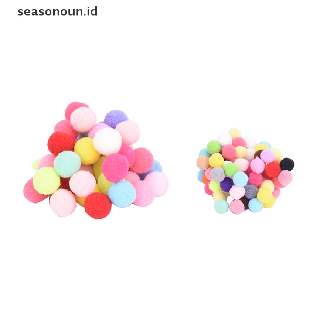 100 Pcs Bola Pom Poms Warna-Warni Ukuran 10mm 20mm Untuk Kerajinan Tangan