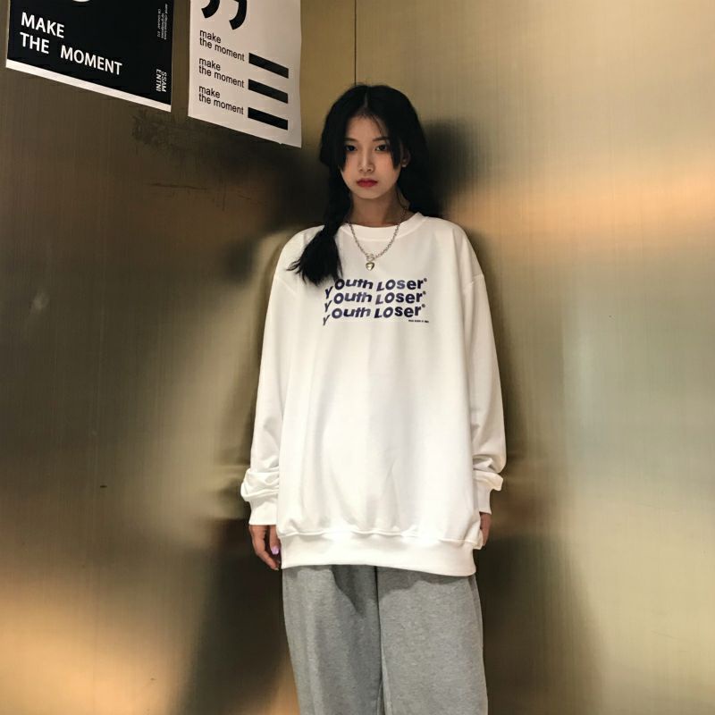 S - XXXXXL(6XL) Sweater YOUTH LOSER Sweatshirt BIGSIZE OVERSIZE Cute Crewneck Pria Wanita Korean Harajuku Style 5XL 4XL 3XL 2XL XL L M S