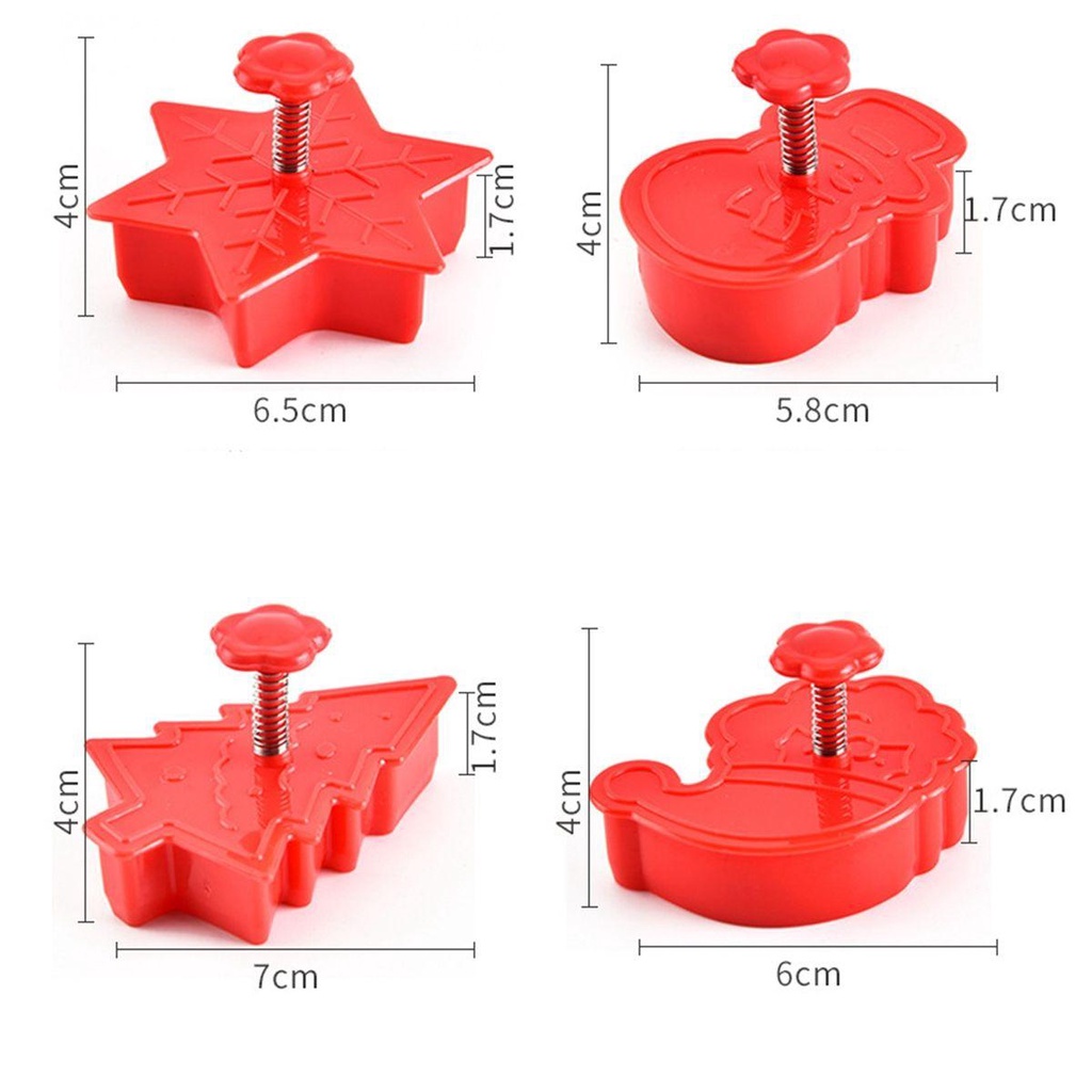 [Elegan] Cookie Cutters Set Fondant Sugarcraft Lucu DIY Baking Tools Plunger Dekorasi Natal