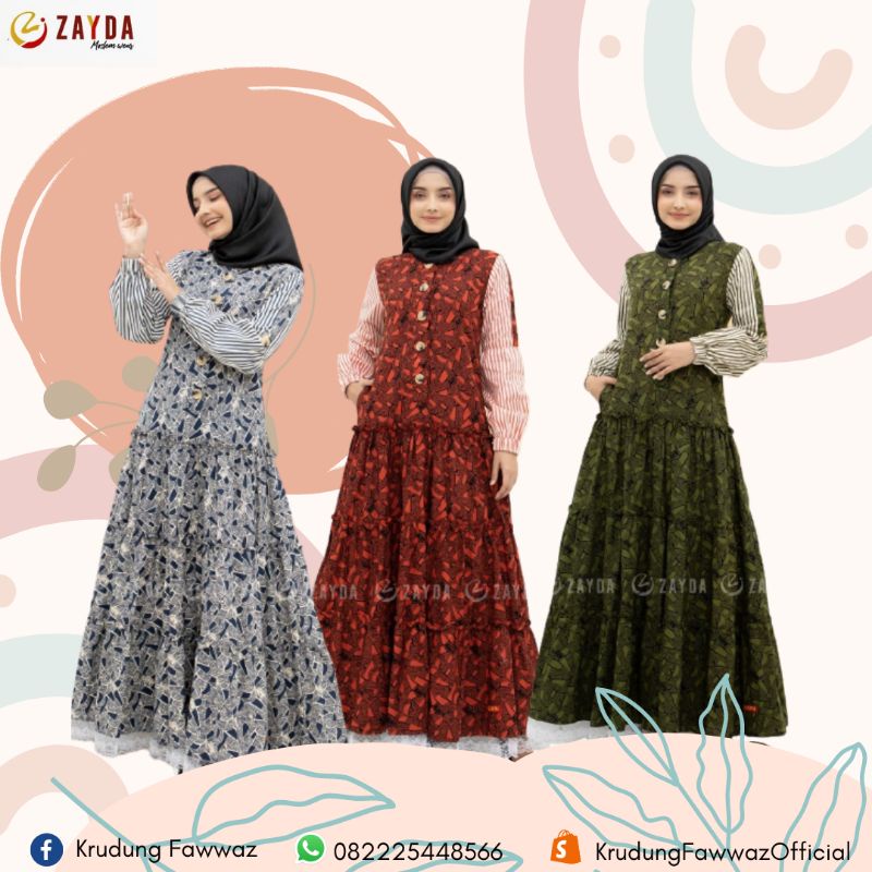 (COD) GAMIS DEWASA NEW ARRIVAL ZAYDA ZG68 DRESS WANITA MUSLIM GAMIS LEBARAN TERBARU