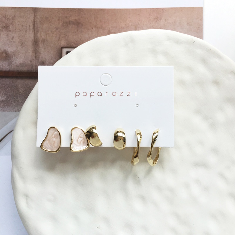 3 Pcs Anting Kombinasi Bentuk C Warna Permen