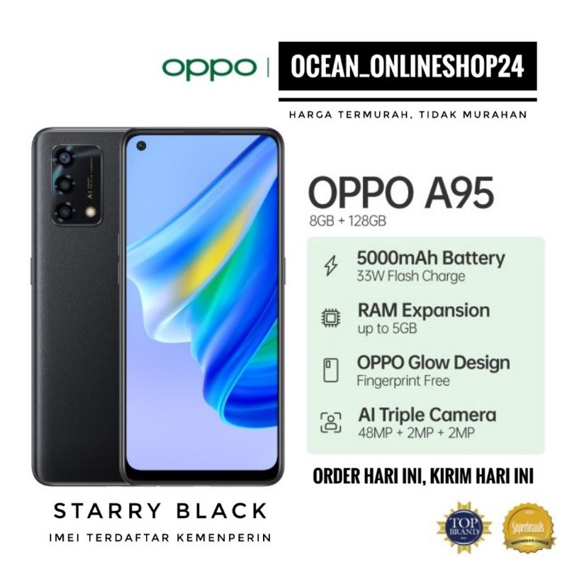 OPPO A95 RAM 8GB 128GB NFC - STARRY BLACK - AMOLED - IPX4 - 5000mAh