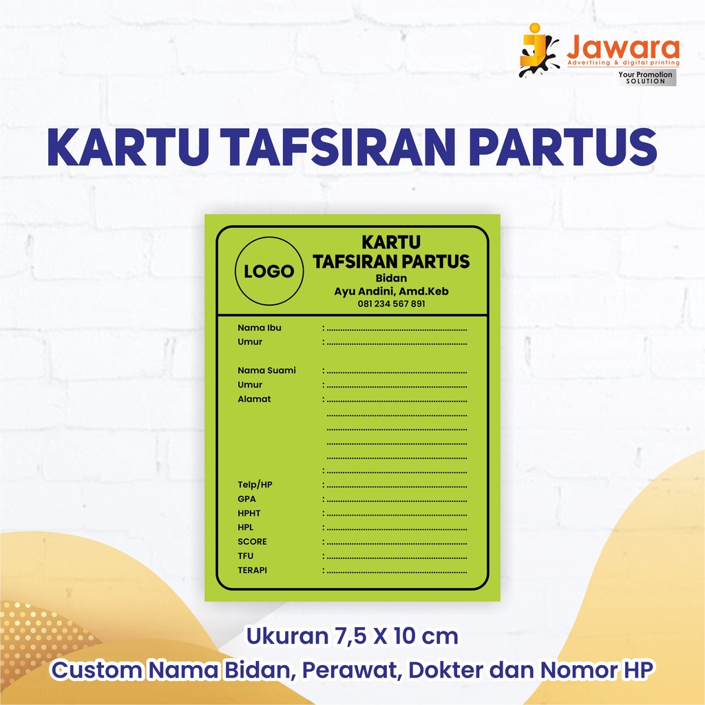 

KARTU PARTUS/BIDAN/BCTHICK PONOROGO,MAGETAN,NGAWI,MADIUN,TULUNGAGUNG,PACITAN, JAWARA PRINT