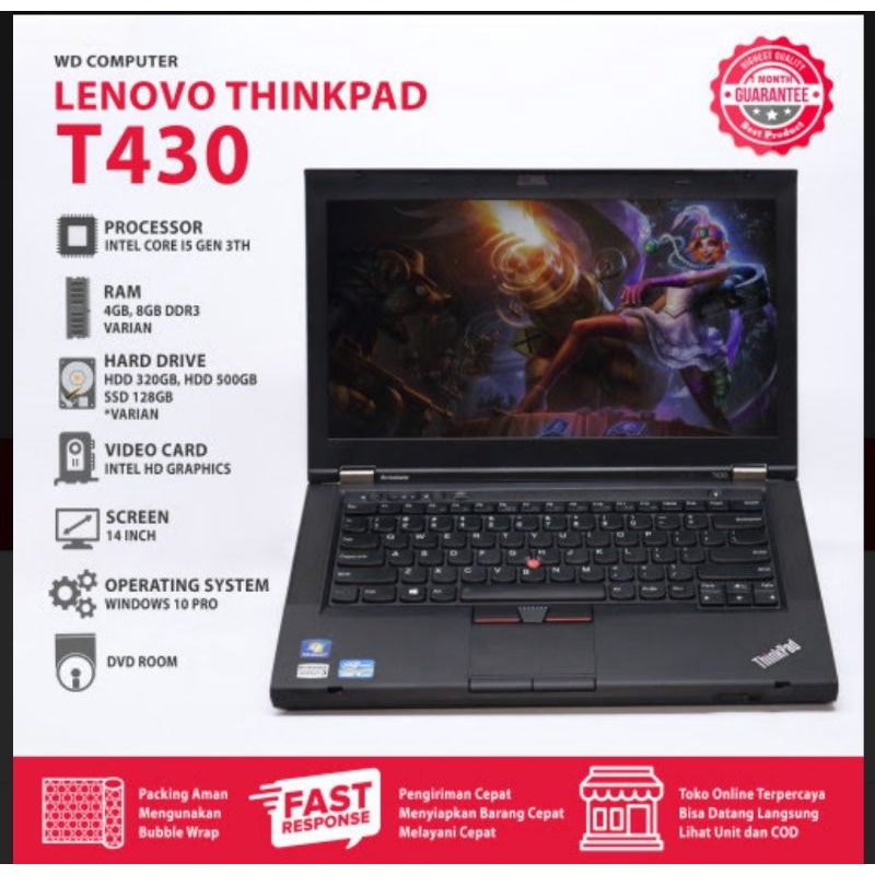 LAPTOP LENOVO THINKPAD T430 RAM 8 HDD 1 TB