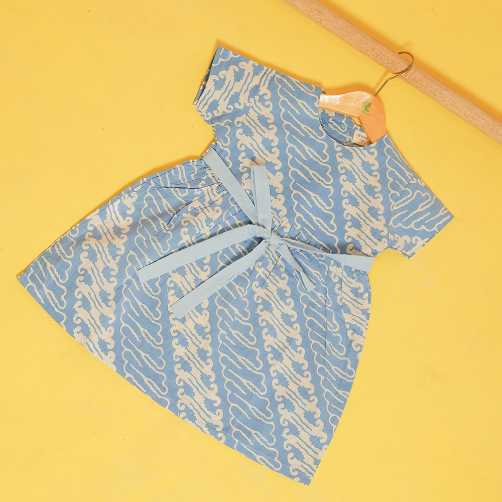 Pop Kidswear   Arimbi Batik Dress - Dress Batik Anak Perempuan Biru Muda