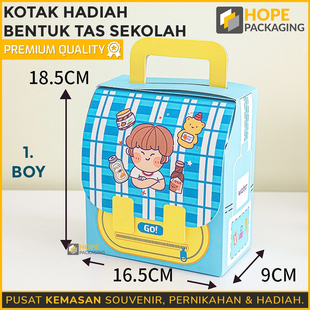 Kotak Kemasan Souvenir ultah / Kotak hadiah bentuk bus untuk anak anak Bentuk Tas sekolah