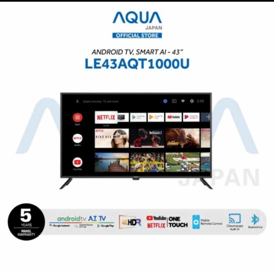 SMART ANDROID TV LED AQUA JAPAN 43AQT1000U 43 INCH