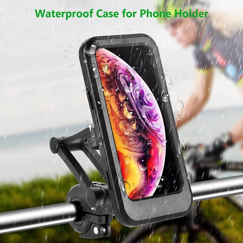 Bracket Dudukan Handphone Universal Tahan Air Anti Goyang Rotasi 360 ° Untuk Aksesoris Sepeda Mtb