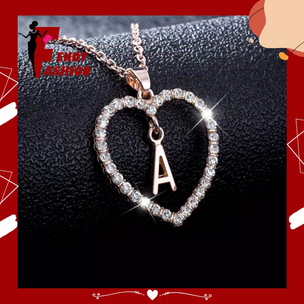 Fendyfashion_ | KL02 Kalung Liontin Huruf Motif Love  / Fashion Wanita Kalung 13 Huruf / Kalung Wani