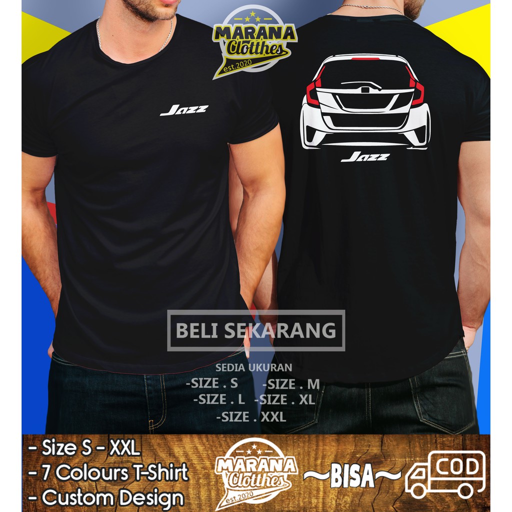 Kaos Mobil Honda Jazz GK5 Rear Siluet Baju Otomotif