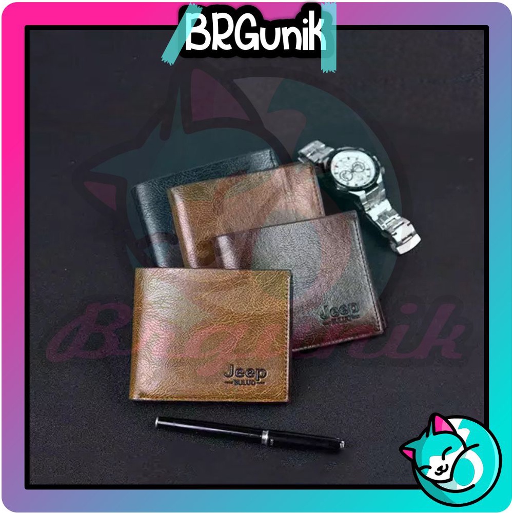 BRGUNIK Dompet Pria Kulit Lipat dompet lipat Wallet Import grosir Murah COD D010