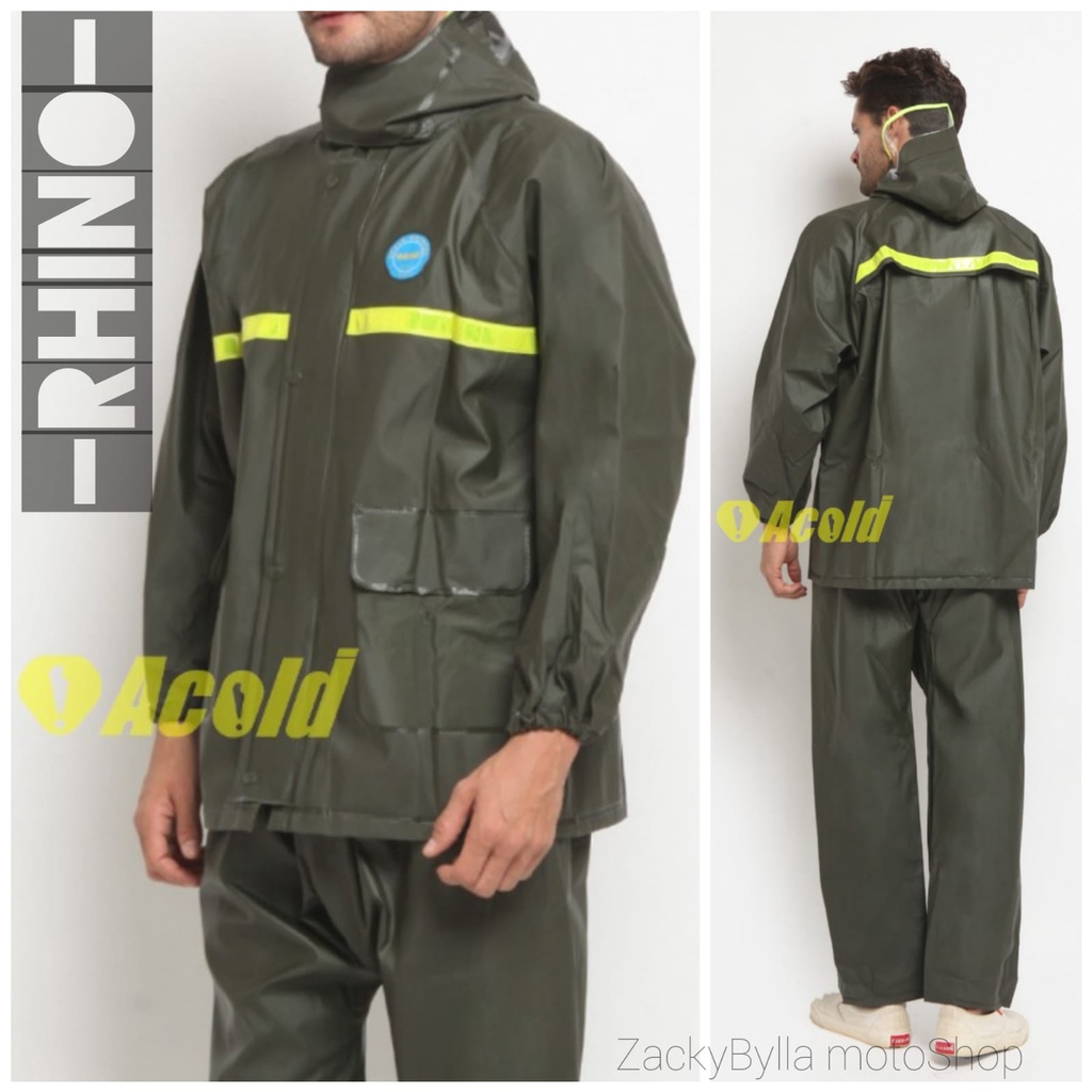 Jas Hujan Acold Raintol RHINO Mantel Hujan Karet Kuat Safety Tambang Raincoat Pria Wanita