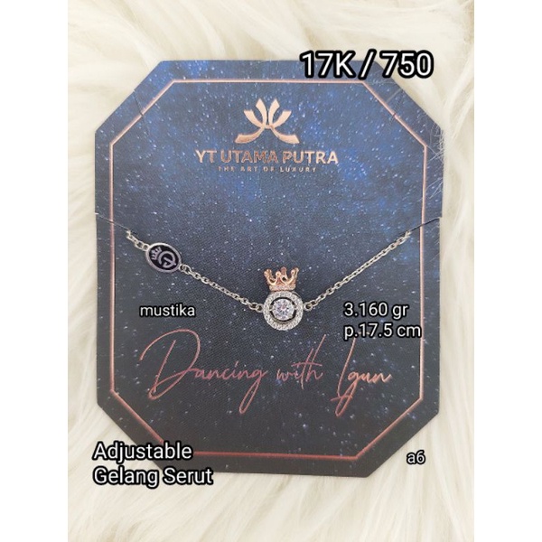 Gelang putih serut model Dancing Stone 17K / 750