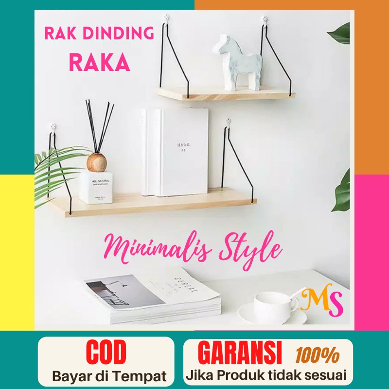 Rak Dinding Tempel Ruang Tamu Minimalis Rak Buku Kamar Tidur Rak Tanaman Vintage Kayu Besi Serbaguna