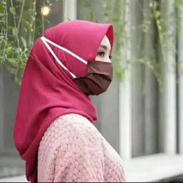 Masker kain tali karet hijab