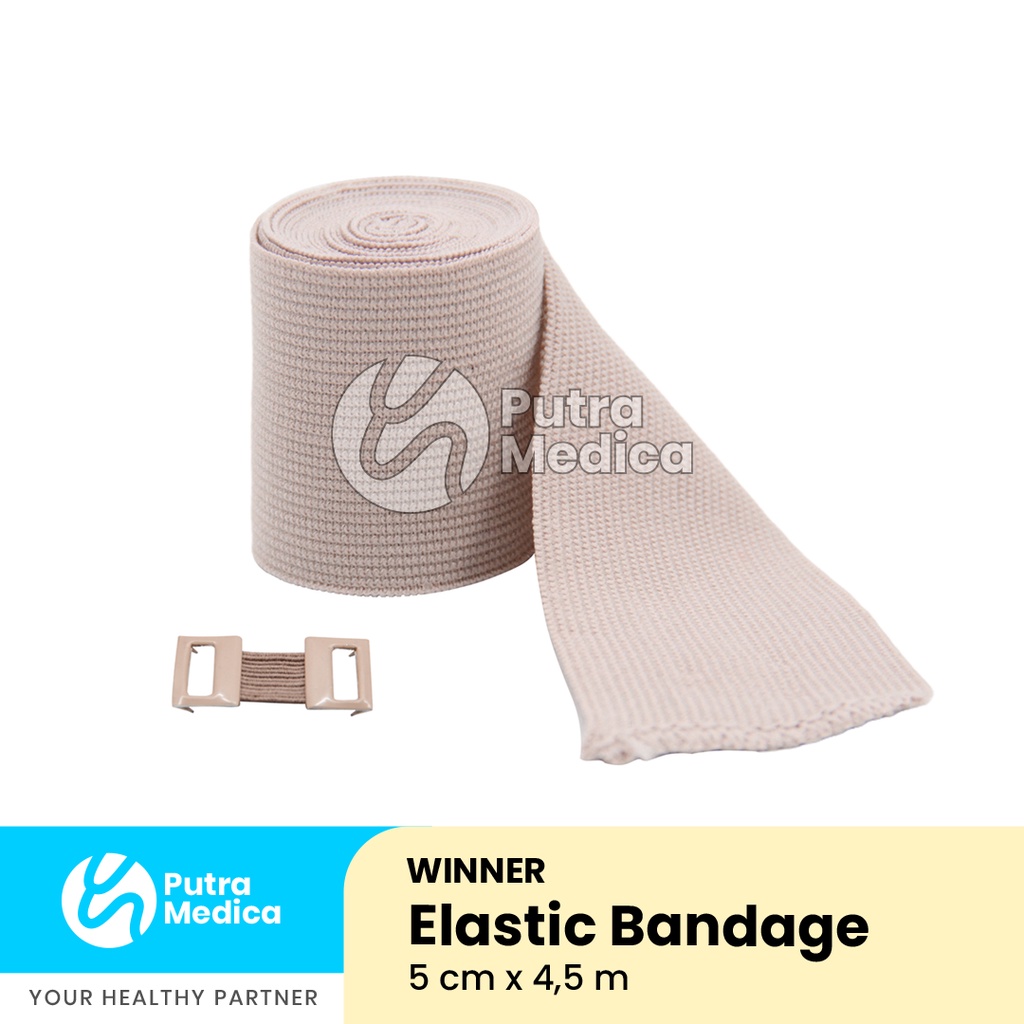 Winner Elastic Bandage 5cm x 4,5m / Perban Coklat Elastis / Verban Pembalut Penutup Luka Rol Gulung