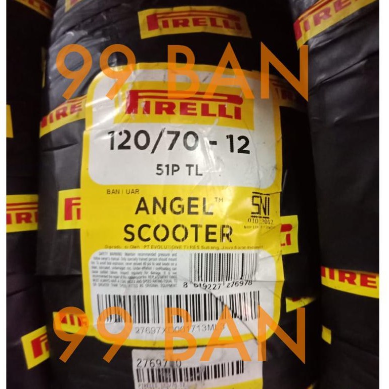 PIRELLI ANGEL SCOOTER : 120/70-12 (BAN BELAKANG STANDAR / BAN DEPAN UPSIZE VESPA MATIC SPRINT)