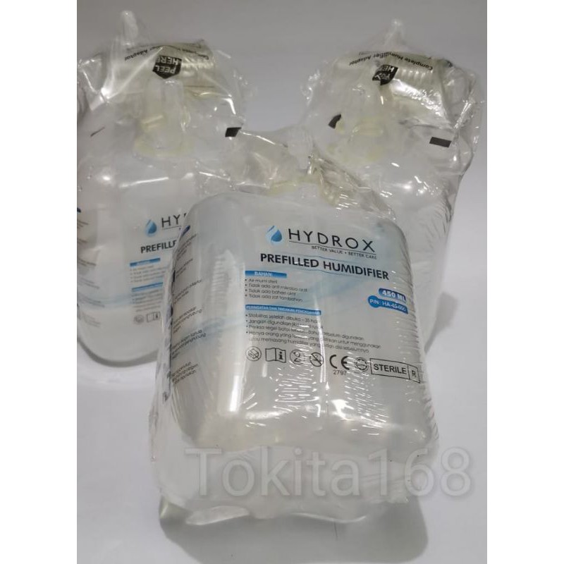 Hydrox Prefilled Humidifier Air Oksigen Concentrator Steril 450ml