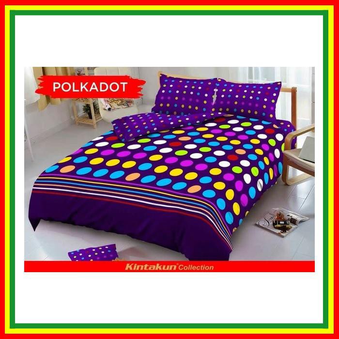 SPREI KINTAKUN POLKADOT SINGLE 100 NO.4 SEPRAI UNGU GARIS STRIP POLKA