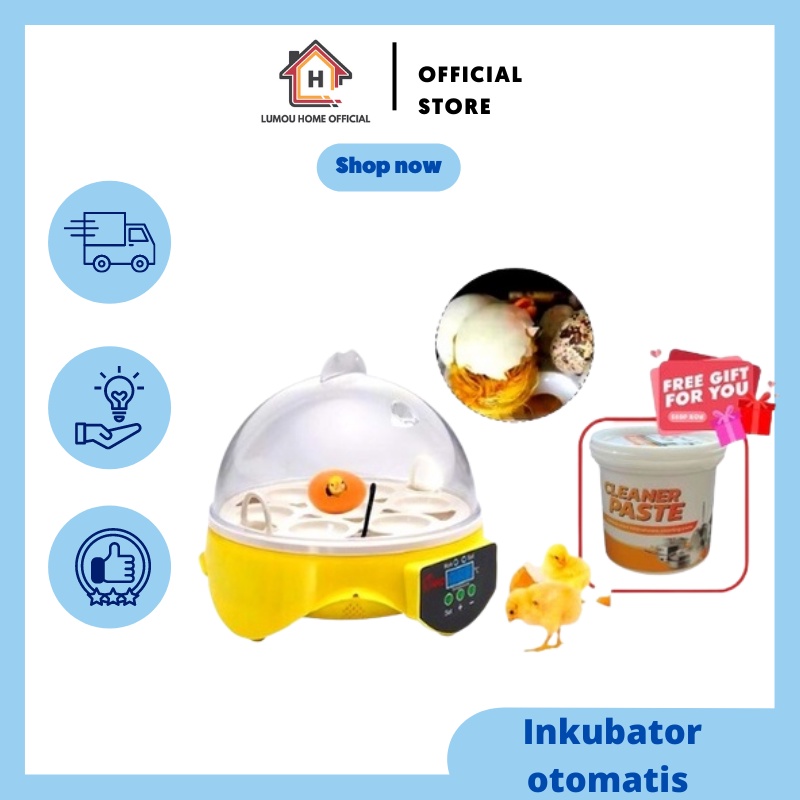 Inkubator otomatis mini, inkubator otomatis dengan 7 kompartemen dengan suhu yang dapat disesuaikan