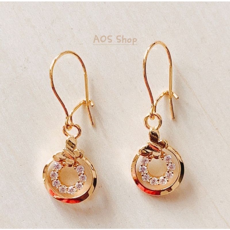 Anting Wanita Round Baris Full Zirconia Gold Xuping-2
