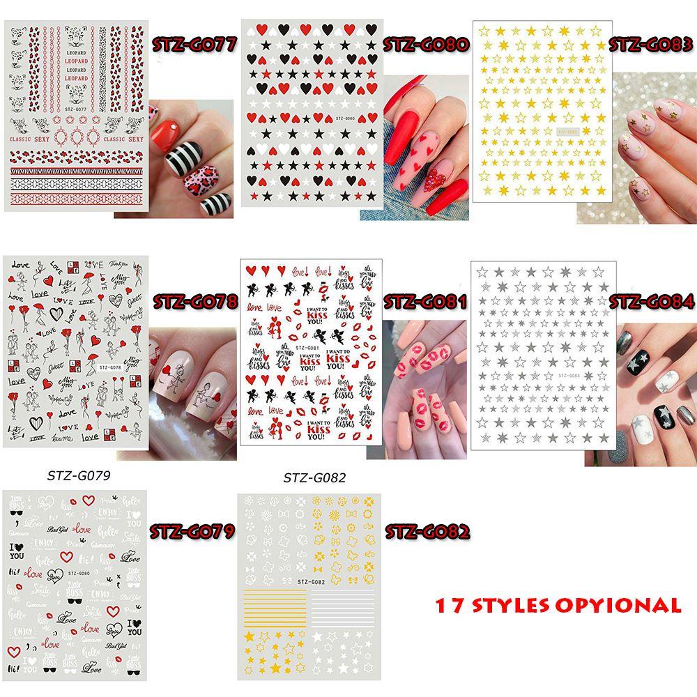 Stiker Kuku 3D Motif Kartun Valentine Warna Merahpink Untuk Nail Art