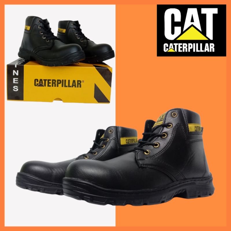 SEPATU SAFETY KERJA PROYEK PABRIK UJUNG BESI / SAFETY SHOES CATERPILLAR PRIA DAN WANITA / SEPATU KERJA CAFE RETORAN SPBU POM BENSIN ANTI SLIP / SEPATU BOOTS SAFETY MOTOR TOURING MOGE COWOK CEWEK