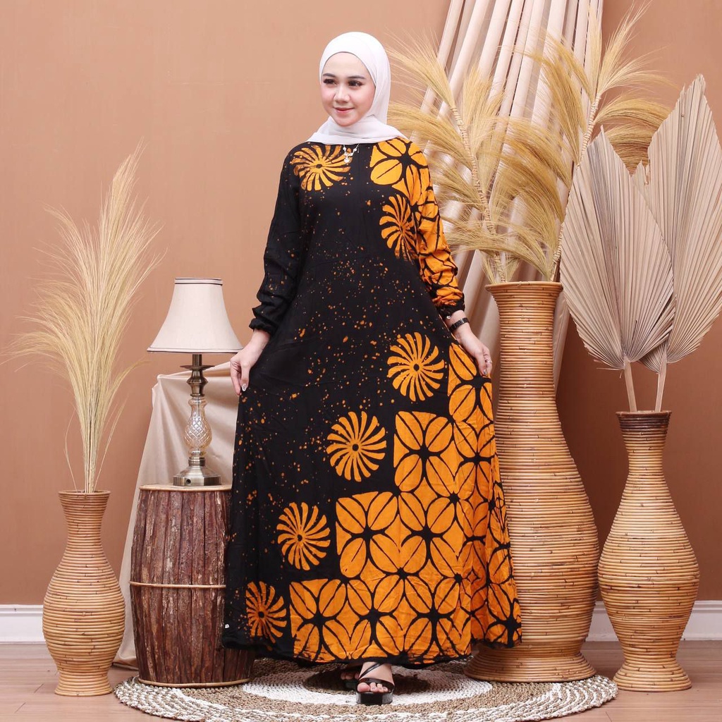 Gamis Twill Rayon Malaman Terbaru Kekinian Busui | Gamis Tiedye NEW-KINCIR ORANGE