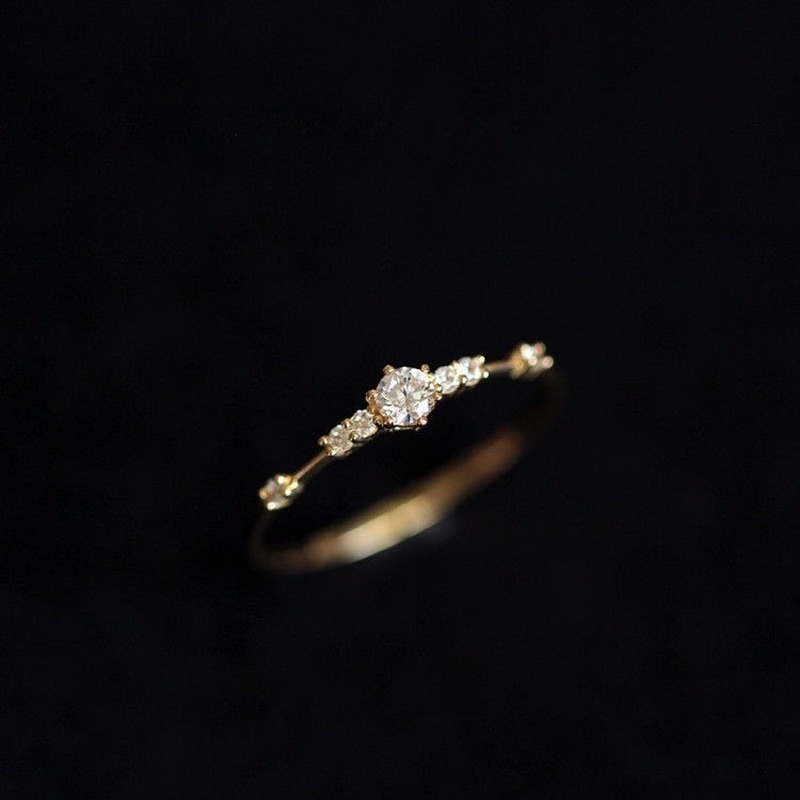 Small diamond ring version simple ring tail ring micro-inlaid zircon ins wind ring