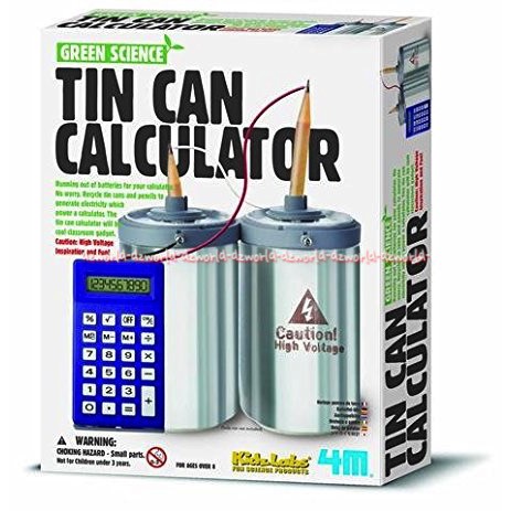 Green Science Tin Can Calculator membuat batrai Baterai dengan kaleng soda dan pensil daur ulang