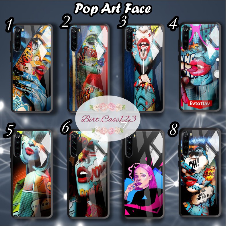 Case casing softcase silikon Gambar pop art face back case glass oppo samsung vivo xiaomi etc