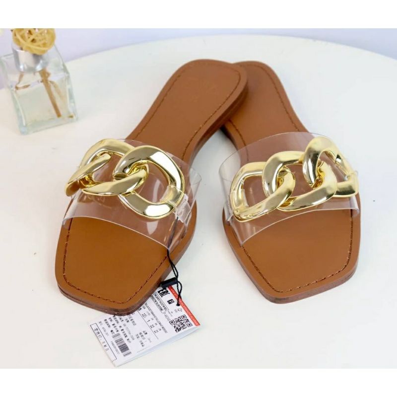 SANDAL FLAT ZARA CHAIN PREMIUM IMPORT ZS369