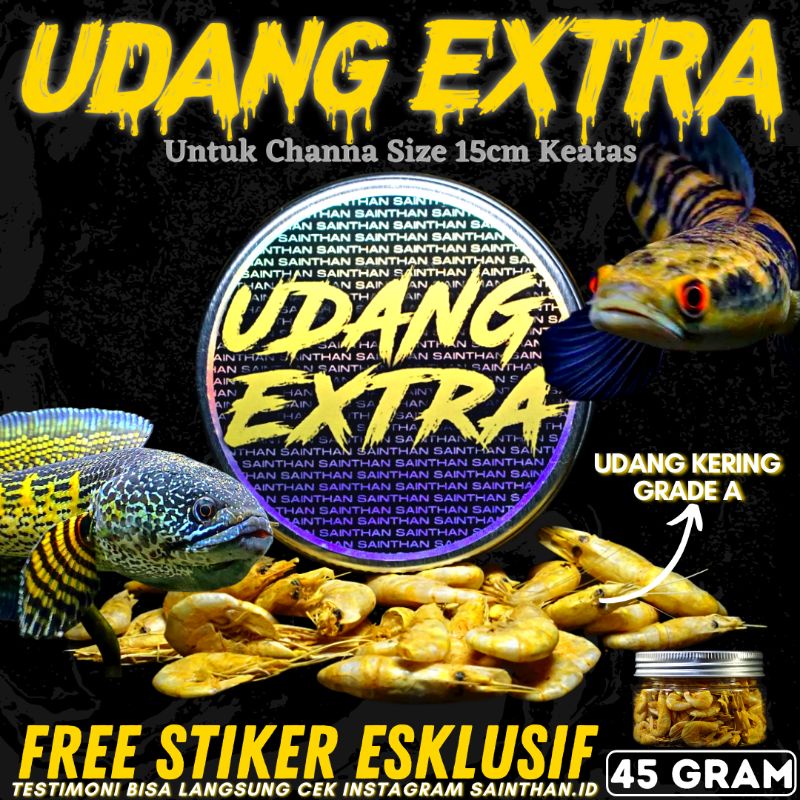 UDANG EXTRA YELLOW Pakan Ikan Channa Maru Yellow Sentarum Auranti Limbata Pulchra Oscar Tiger udang kering