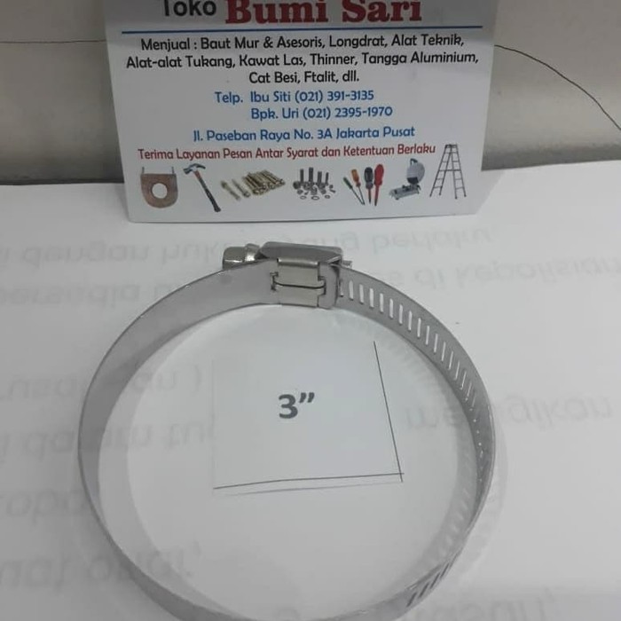 Klem selang 3&quot; stainless / Hose clamp gas handle / Klem murah