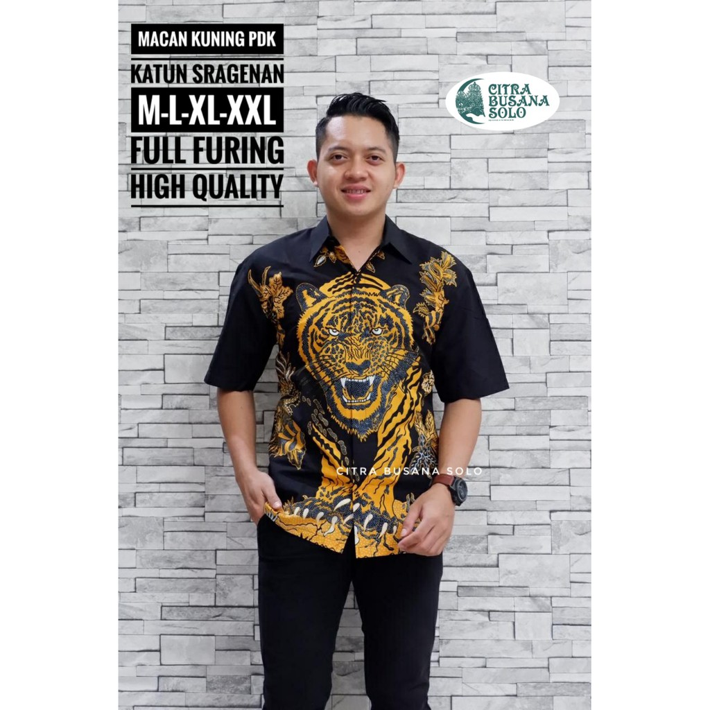 MACAN PENDEK Kemeja Batik Pria Full Furing Katun Sragenan