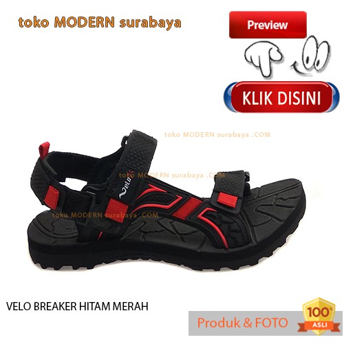 VELO BREAKER HITAM MERAH sendal pria gunung outdoor flip flop