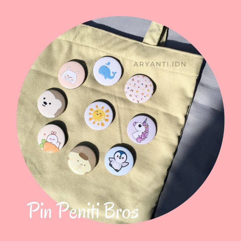 Pin Peniti Bros Aksesoris Totebag Ukuran 4,4 cm