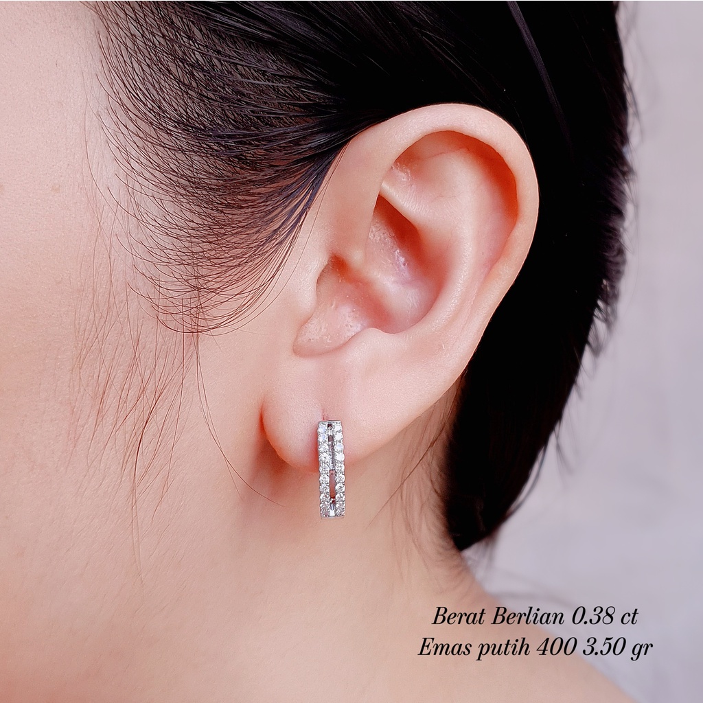 Perhiasan Giwang anting berlian eropa 0.38 ct bahan emas putih kode 1188