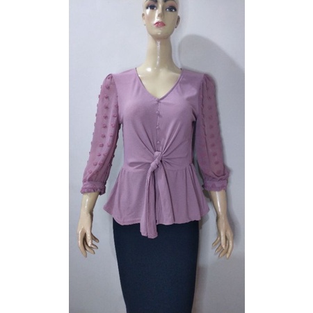 BLOUSE ASTER LENGAN PANJANG CASUAL BRANDED MURAH