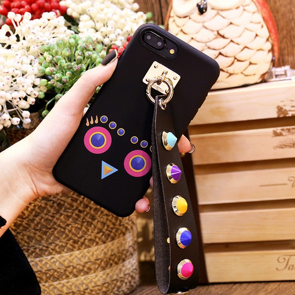 Soft Case Iphone with fendi strap you Casing 6/6S, 6/6S Plus, 7 &amp; 7 Plus, Rubber - Eyes Round stud