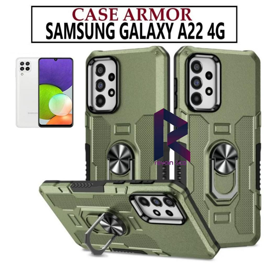 Case Armor SAMSUNG A22 4G Iring Cincin Magnetic Kesing Hp Protect kamera Premium Hard Case Standing Robot Pelindung Kamera