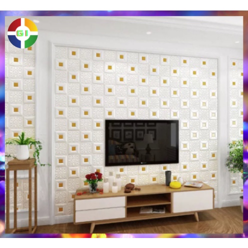 COD/Wallpaper Dinding 3D Foam Timbul Tebal Motif Klasik Ukir Dan Warna 70 x 70 CM Dekorasi Dinding Dan Interior Kamar Murah