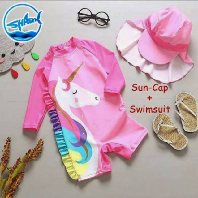 Preloved Baju Renang Anak Swimsuit Karakter Unicorn Preloved