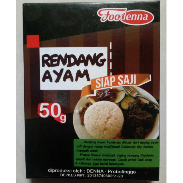

Rendang ayam foodenna 50 gram siap saji