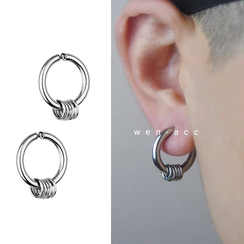 Anting Bulat Ring  BTS Titanium Anting cowok cewek Import Harga Per Pcs