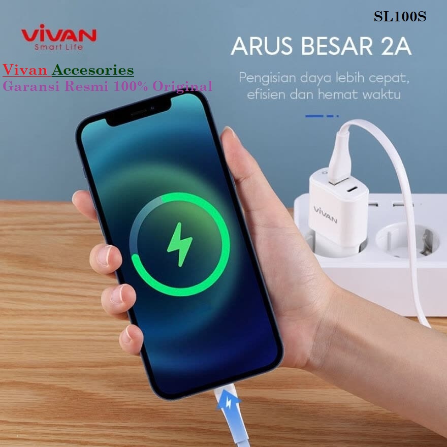 Vivan SL100S Kabel Data Lightning Fast Charging 2A 100CM Cable Data