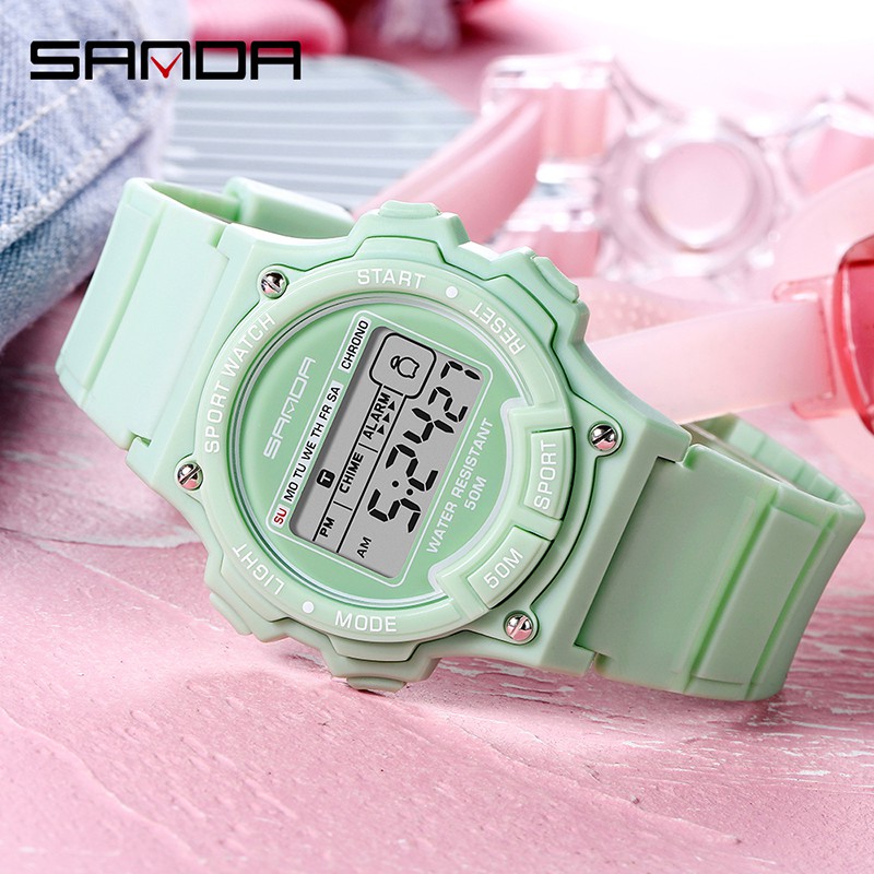 SANDA 6020 Jam Tangan Wanita Pria Digital Tali Rubber Anti air WATCHKITE WKOS