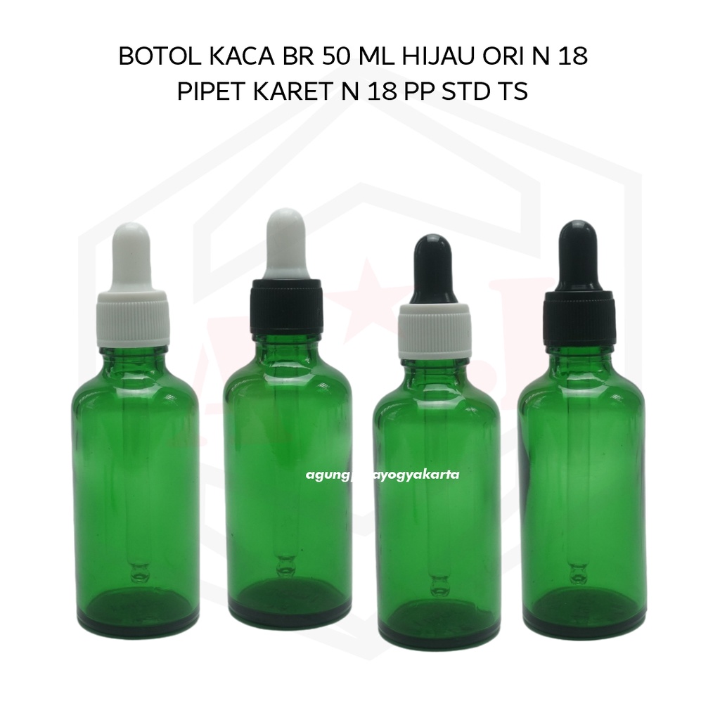 Botol Kaca Serum 50 ml  Hijau Ori Pipet TS / Pipet Kaca / Botol Pipet Kaca Hijau Ori / Pipet Pipet T