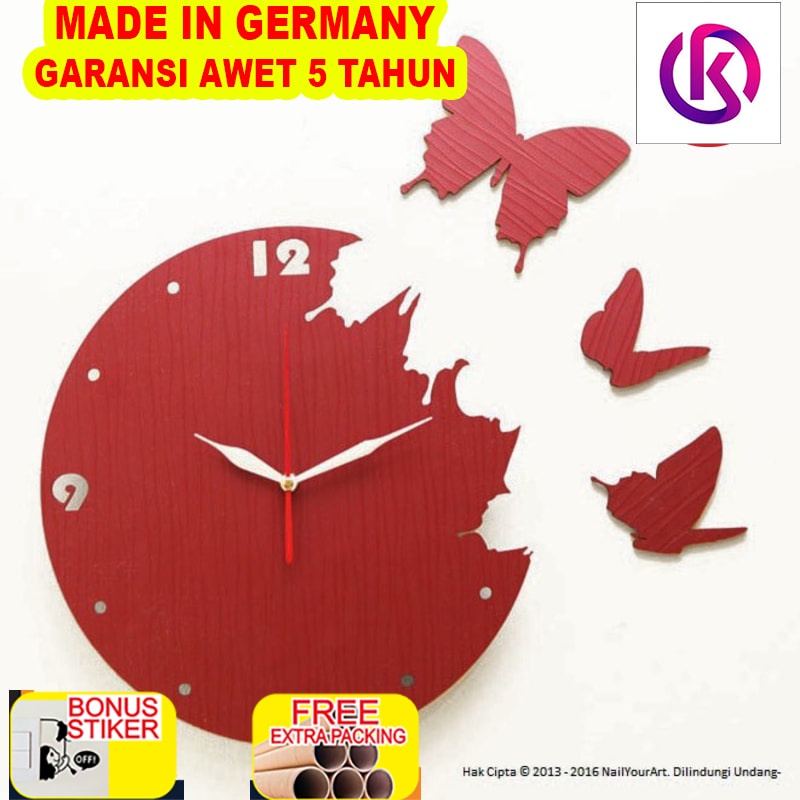 

Grosir Jam Dinding Unik Artistik - Butterfly Red Wall Clock